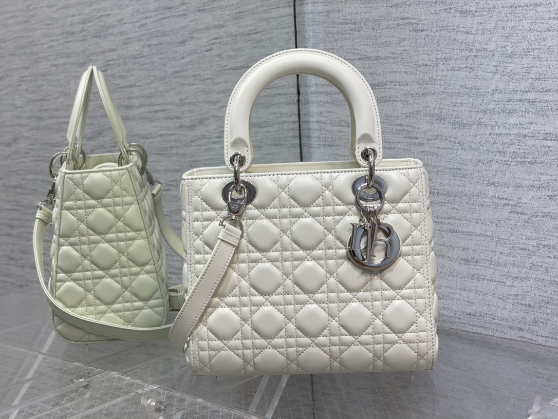 Medium Lady Dior Bag Latte Cannage Lambskin